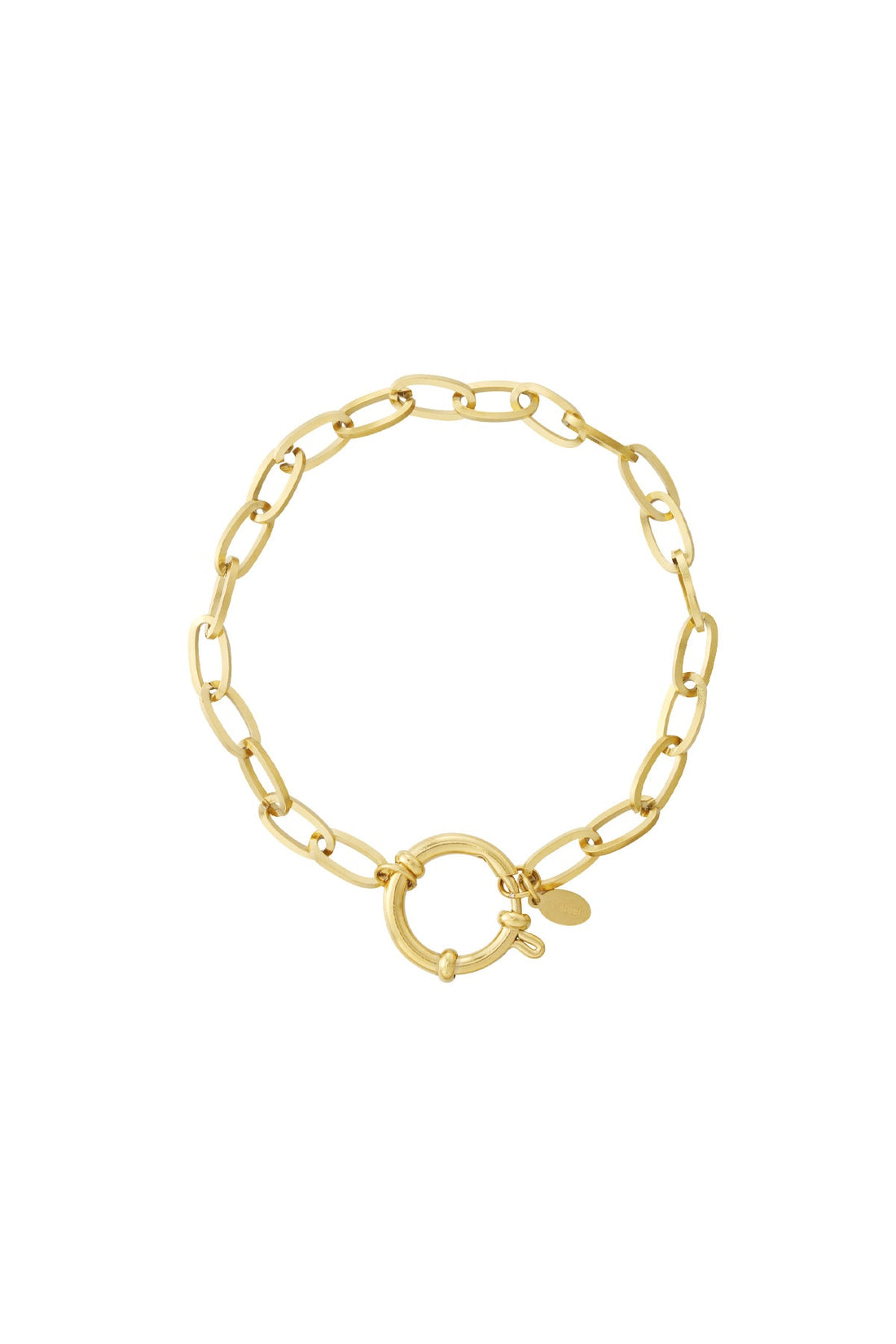 Fijne goudkleurige schakelarmband, een ingetogen sieraad om naar een begrafenis te dragen