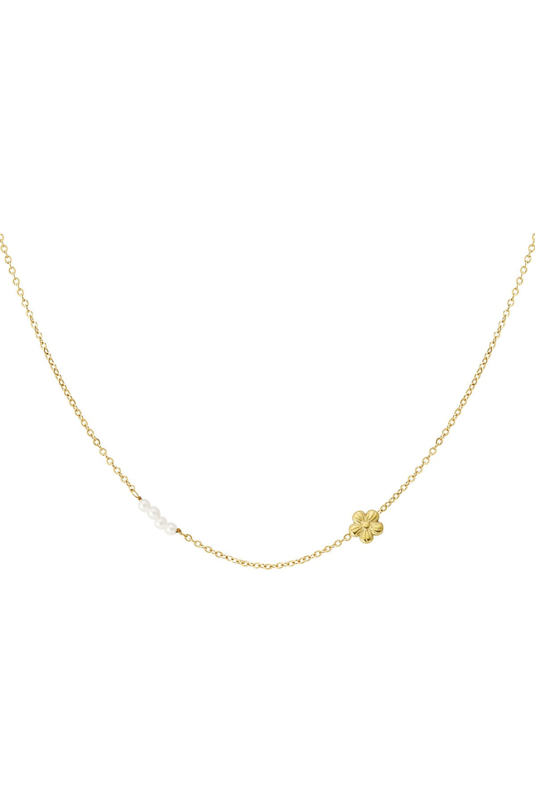 Gouden bloemen ketting van Bellou, florale sieraden trend 2026 in roestvrij staal