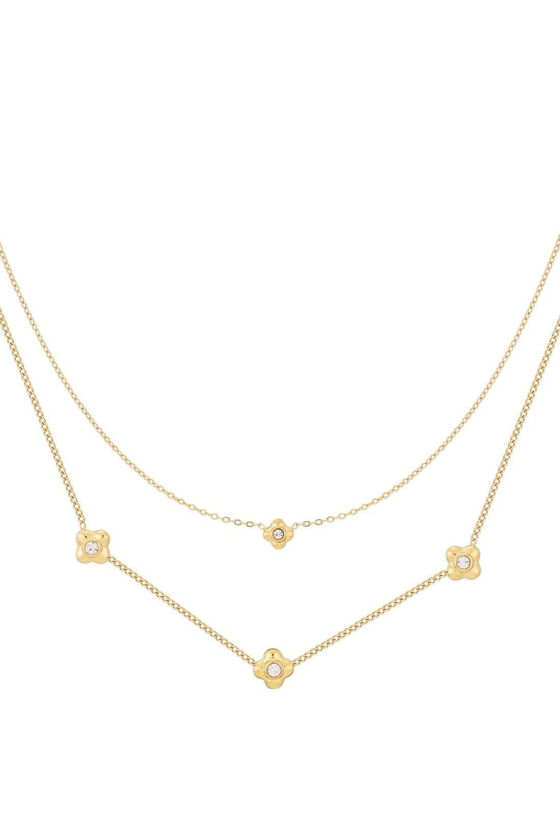 Gelaagde ketting van Bellou in goud en zilver