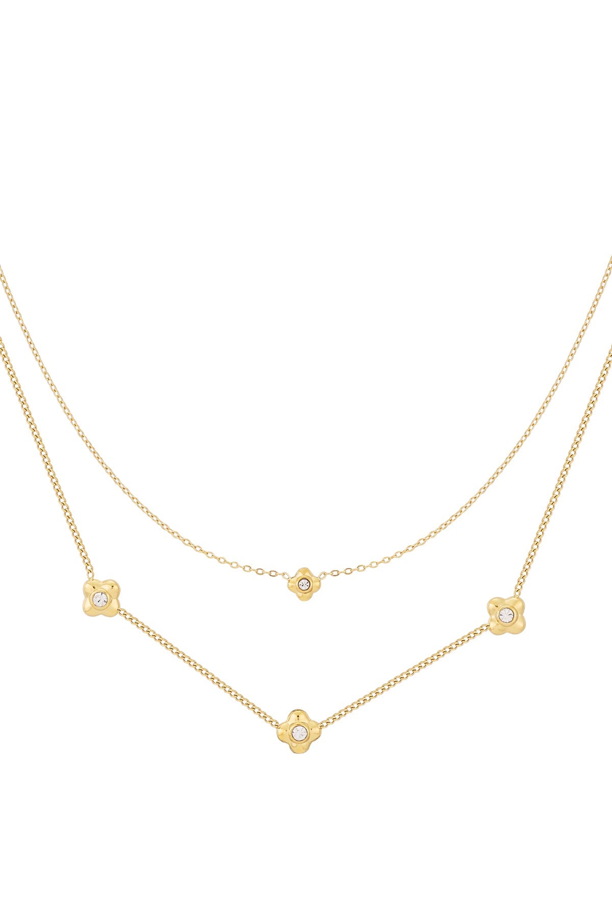 Gelaagde ketting van Bellou in goud en zilver