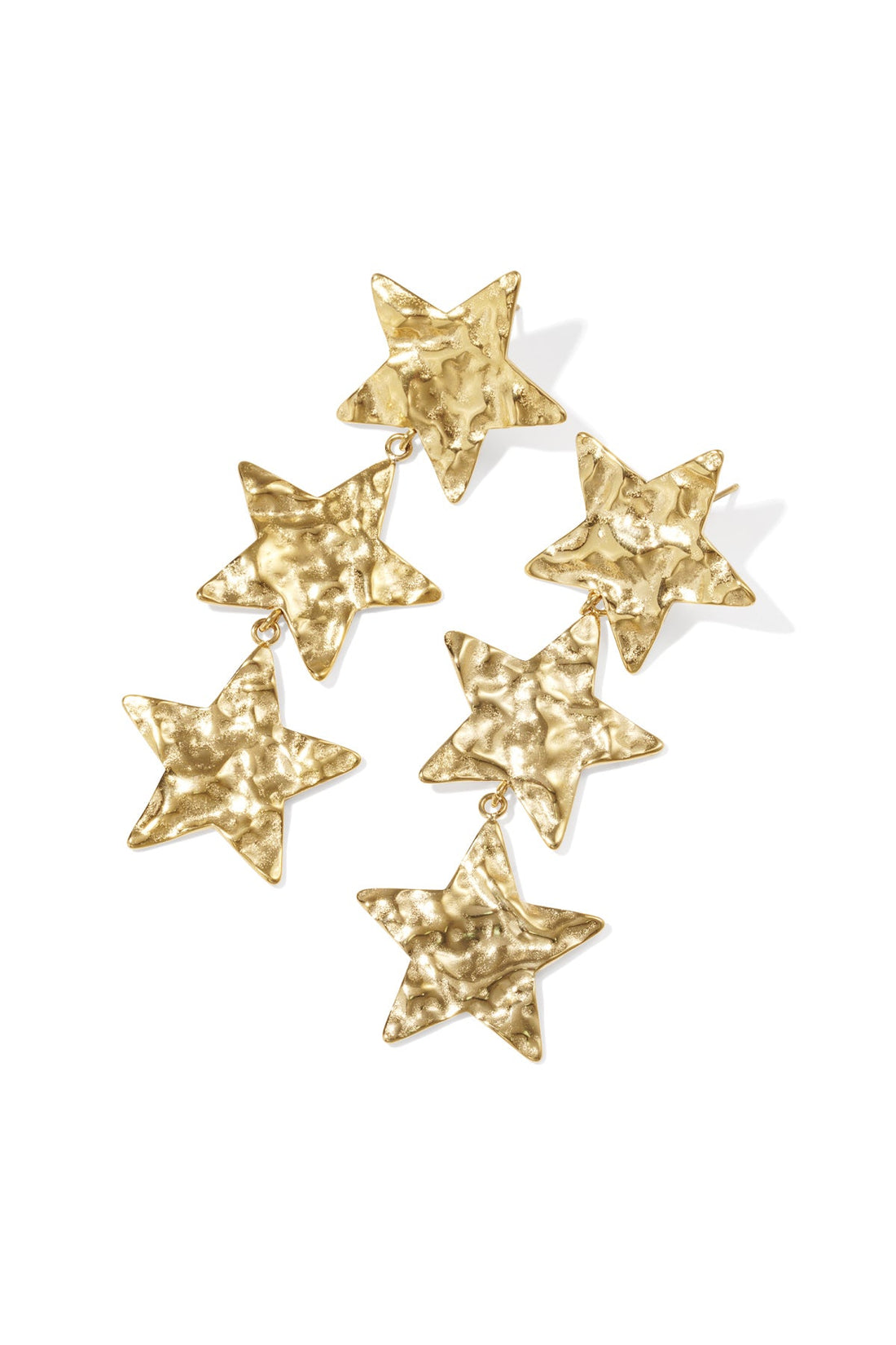 Gouden sterren oorhangers van Bellou, mooi bij opgestoken haar