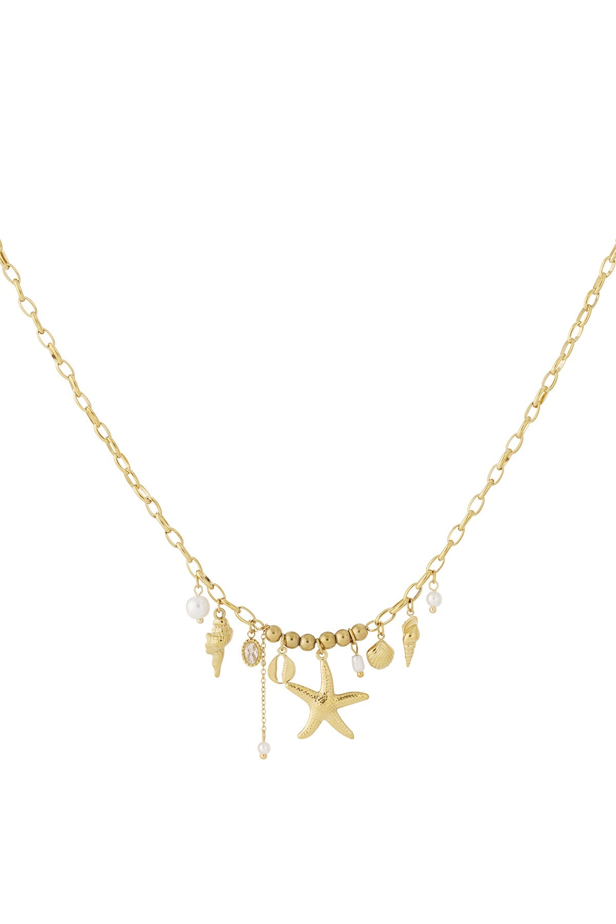 Gouden zomerse ketting van Bellou voor strand en vakantie