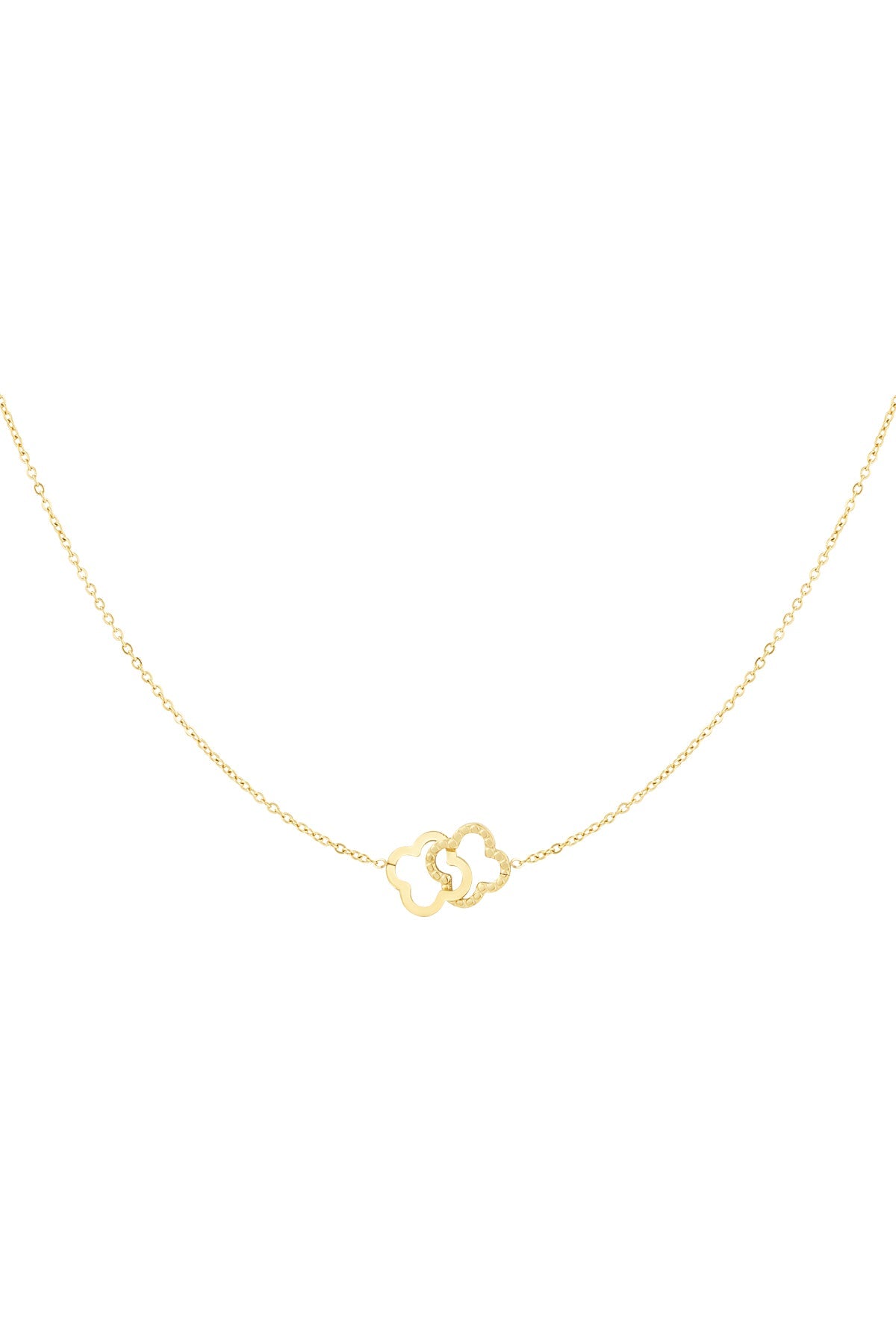 Linked Luck zilveren klaver ketting van waterproof roestvrij staal, sieraden cadeau voor een 18e verjaardag