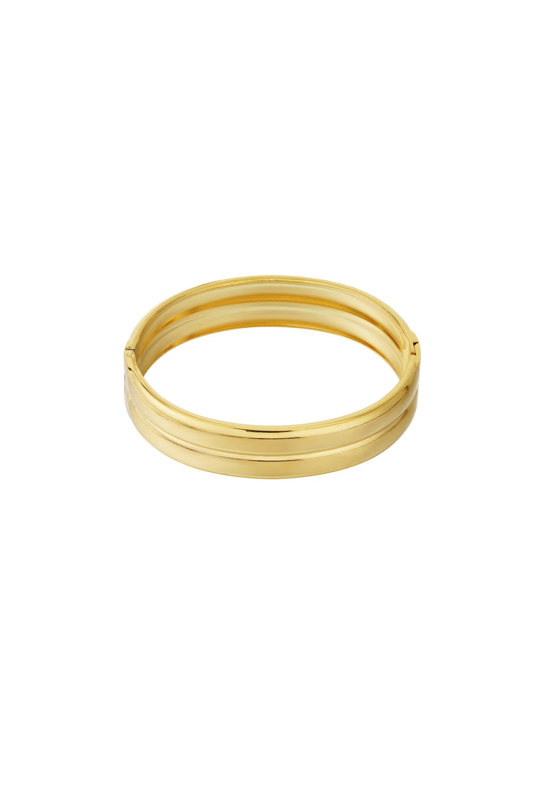 Gouden manchet armband van waterproof roestvrij staal om een pols