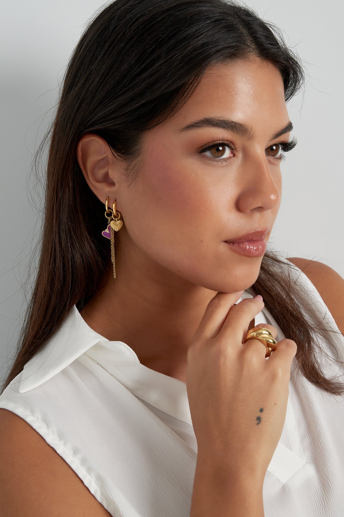 Coeur - studs Goud aan oor