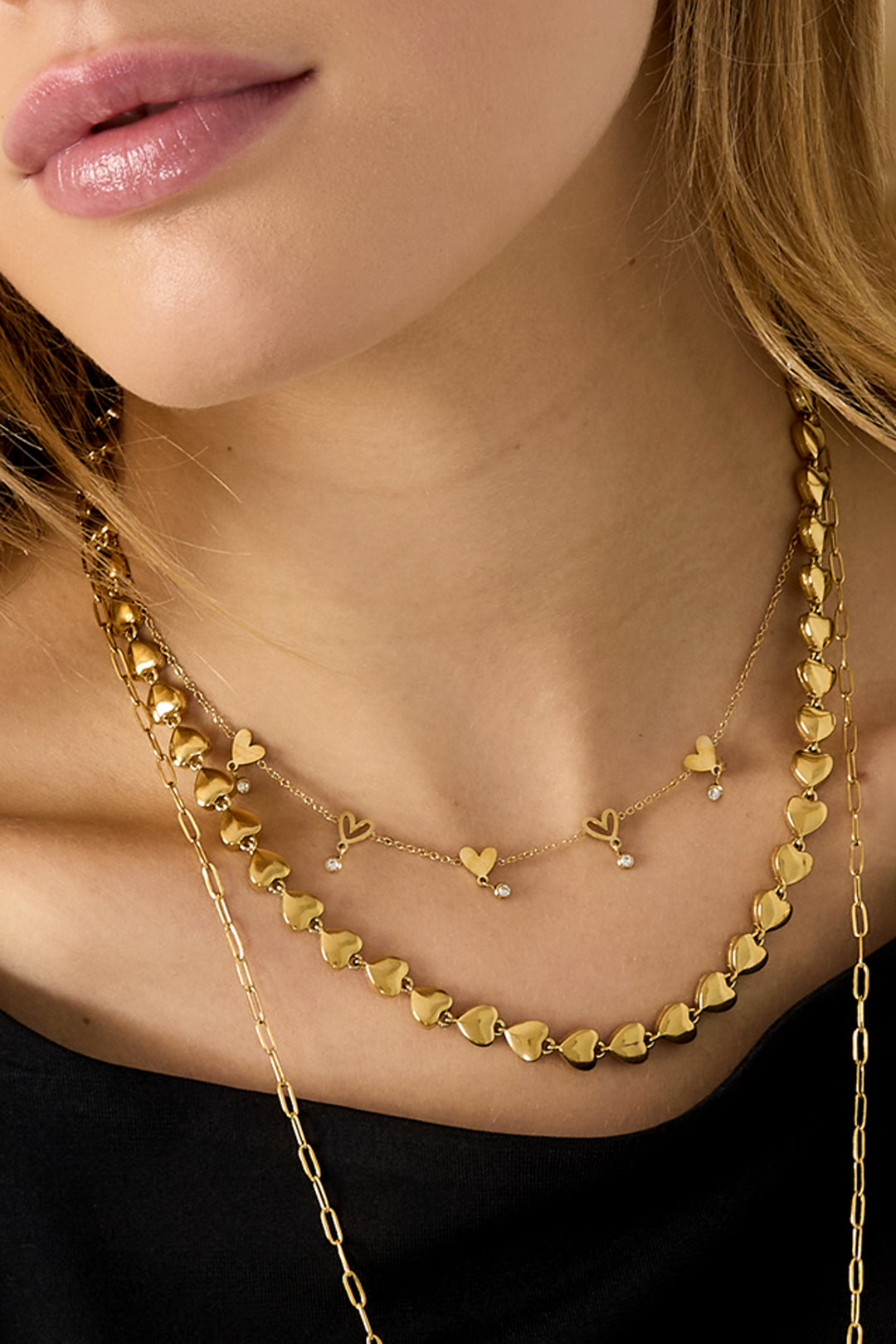 Love - hartjes ketting Goud detail