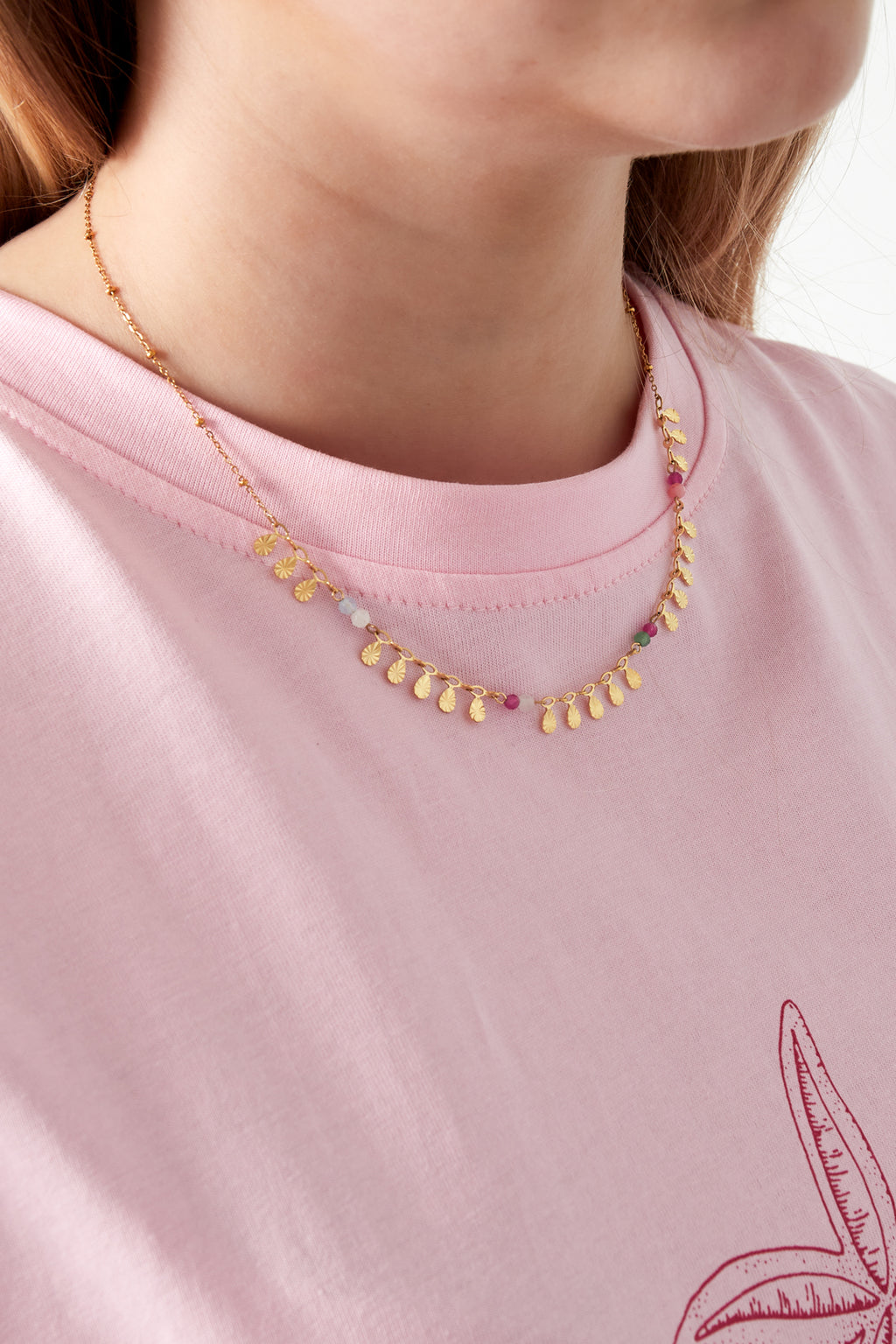 Tropical - ketting Goud aan hals