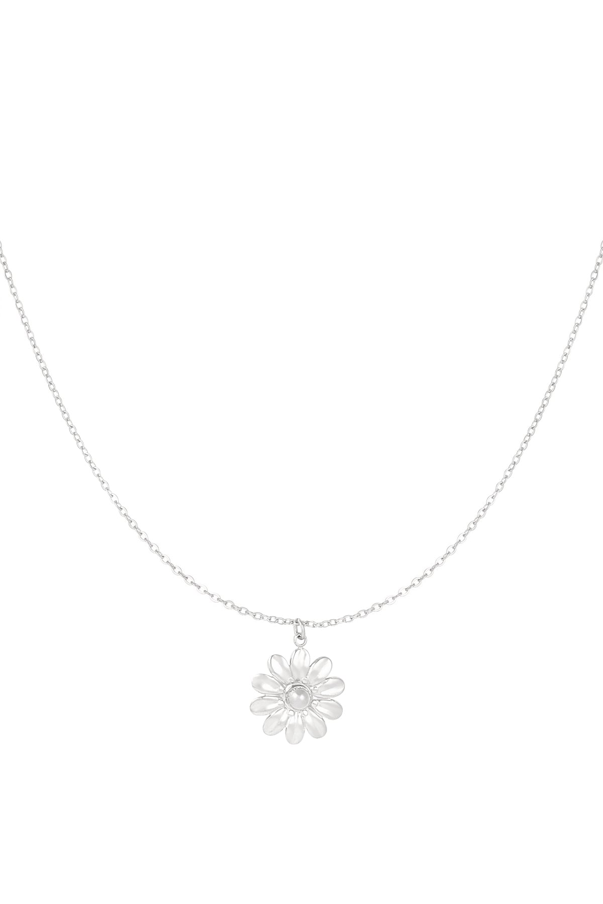 Blossom - bloem ketting Zilver