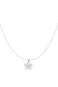 Luna - bloem ketting Zilver