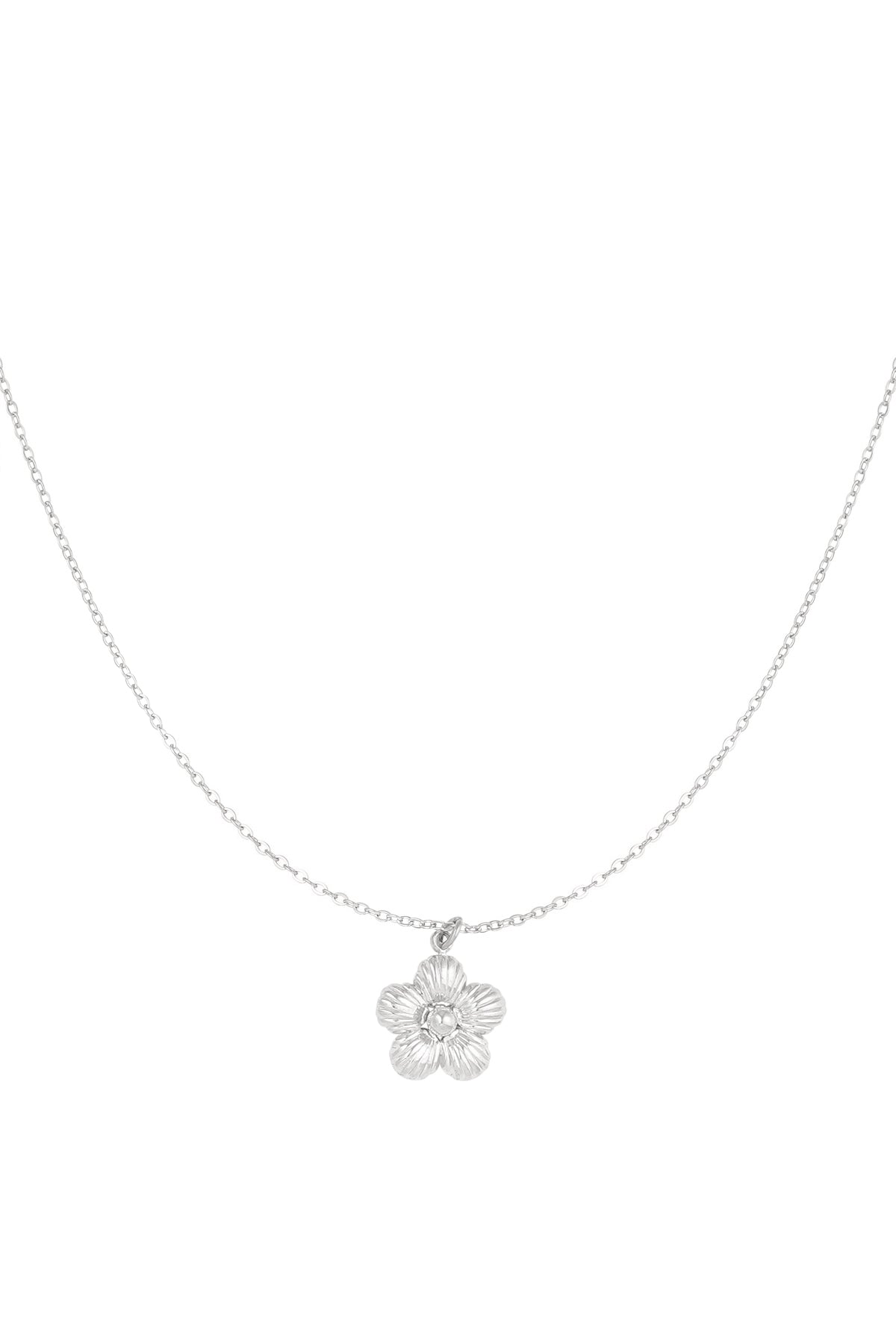 Luna - bloem ketting Zilver