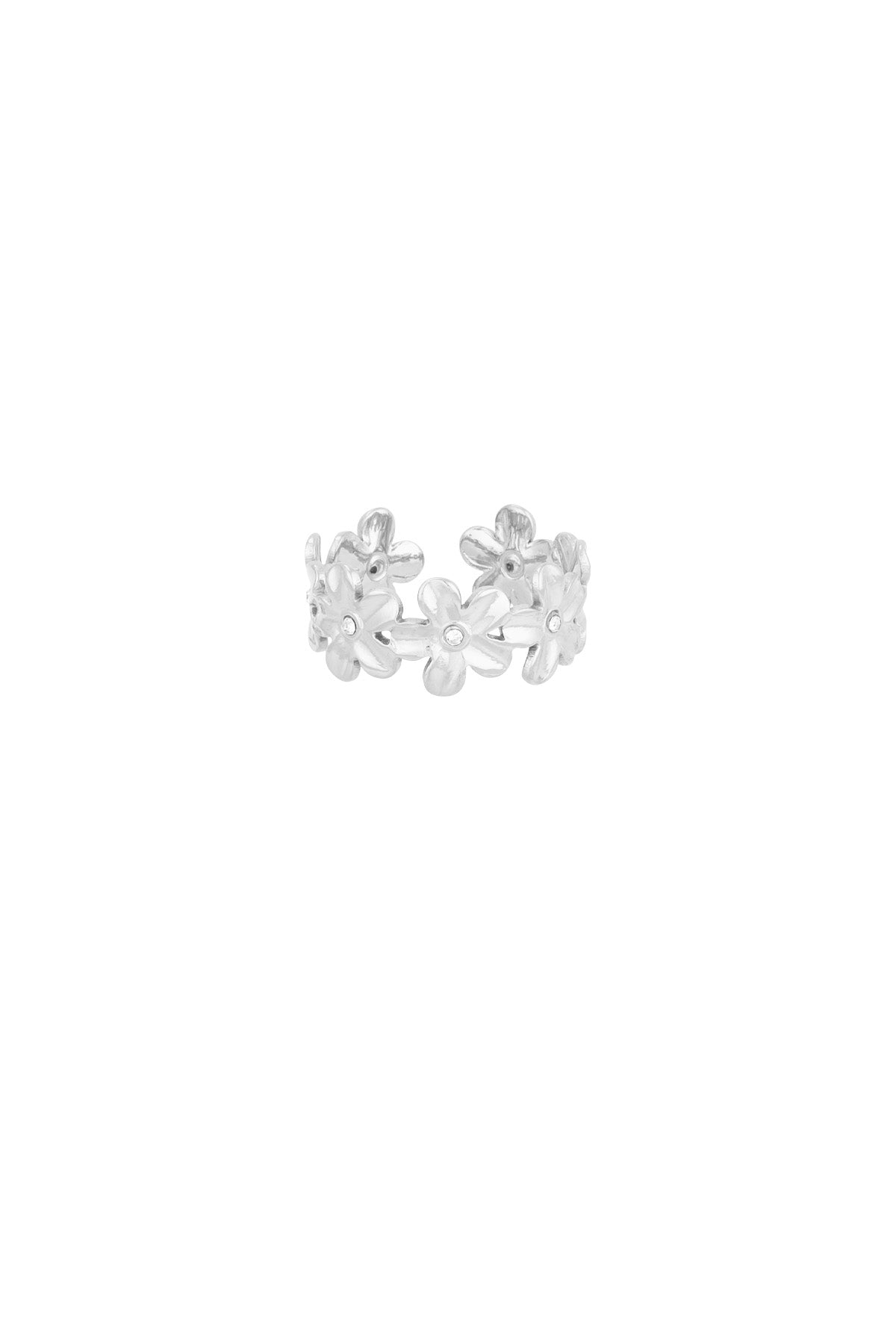 Bloom - bloemenring Zilver