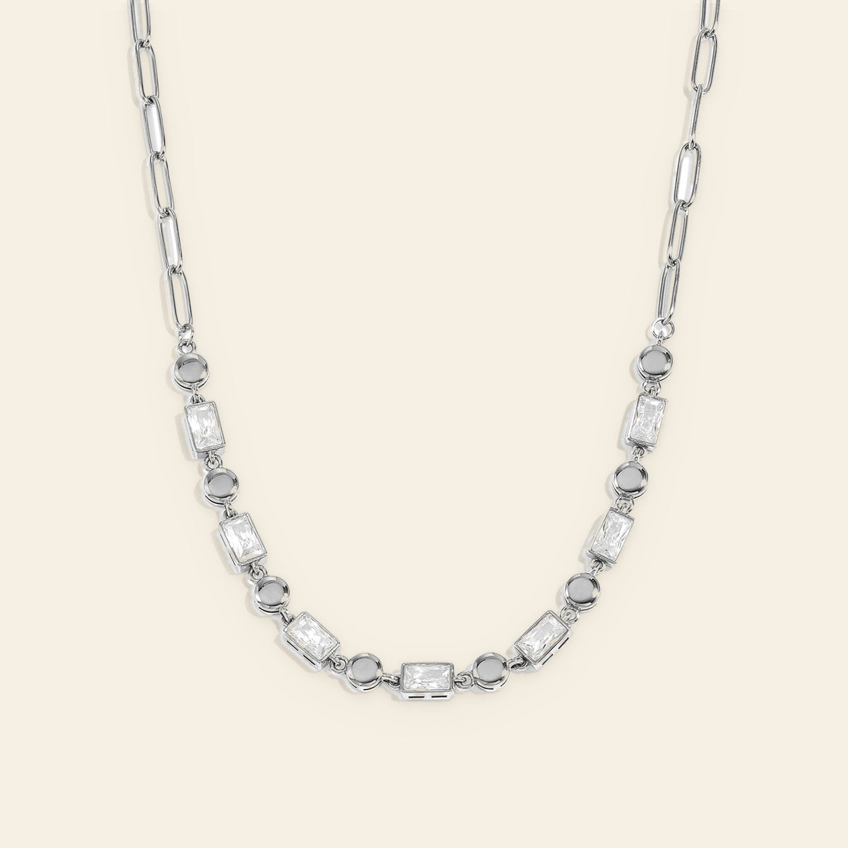 Prisma - Ketting met zirkonia stenen zilverkleur