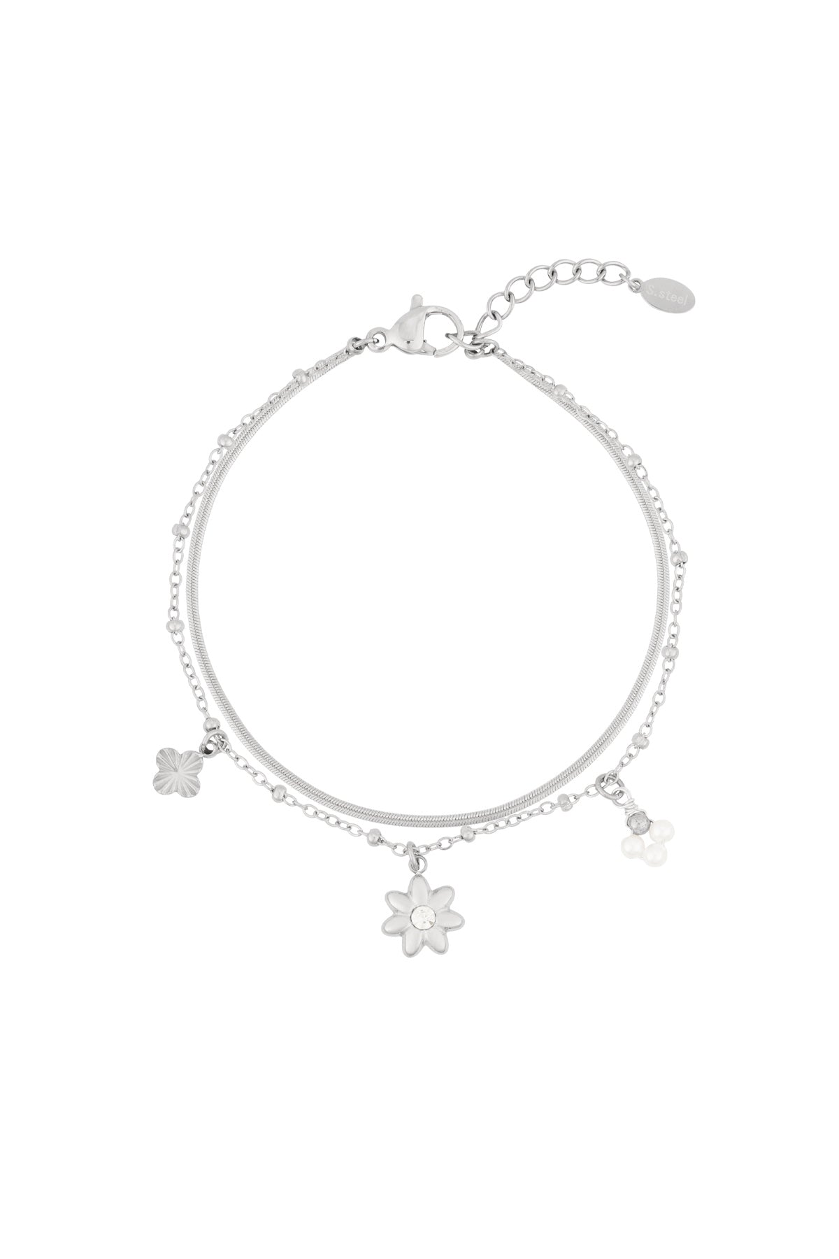 Anemone - bedelarmband Zilver