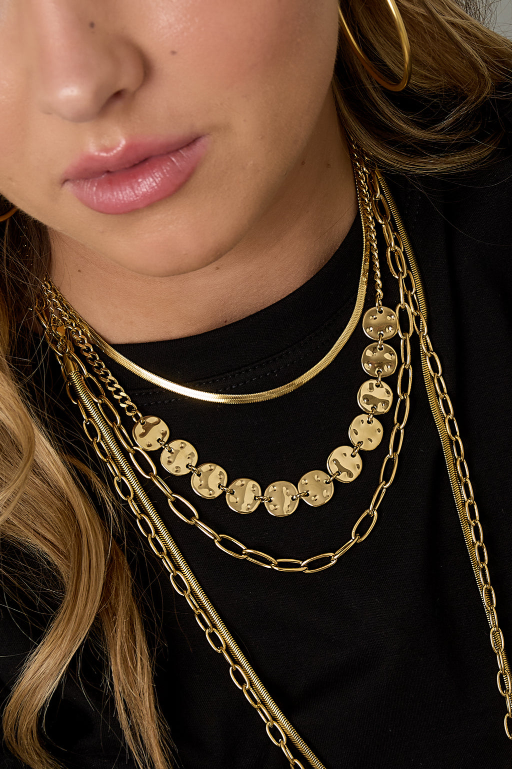Duo - layered ketting Goud aan hals