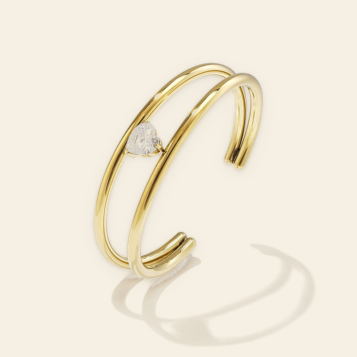 Orla - Dubbele open bangle met zirkonia goudkleur