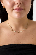Fiore - Bloemen ketting met zirkonia