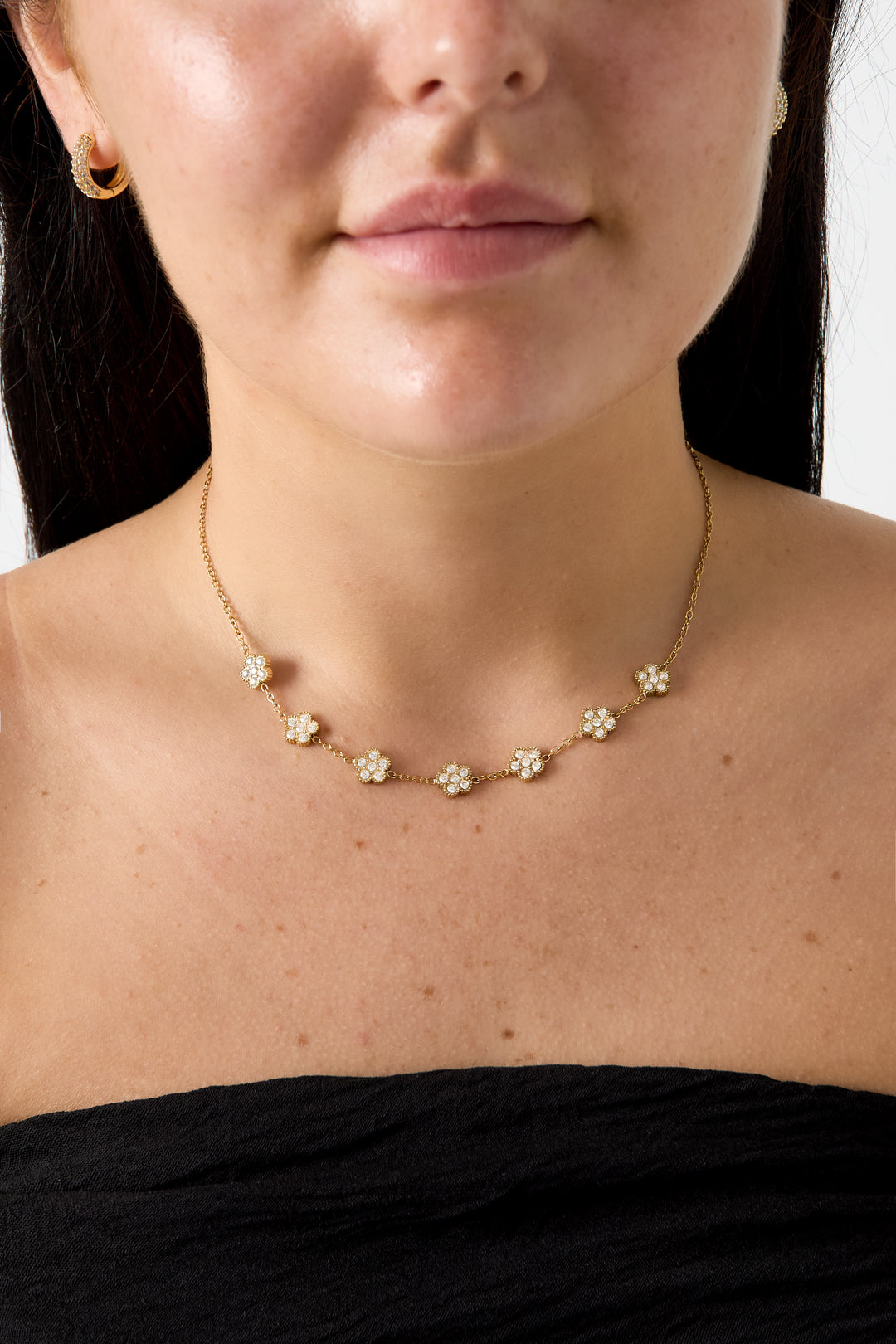 Fiore - Bloemen ketting met zirkonia