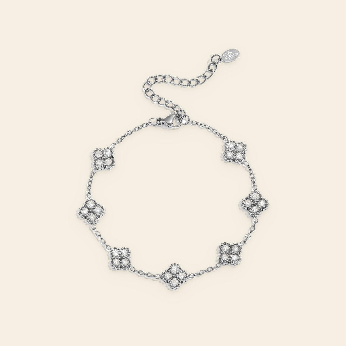 Fortuna - Klaver armband met zirkonia zilverkleur
