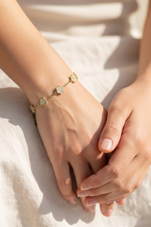 Fiore - Bloemen armband met zirkonia