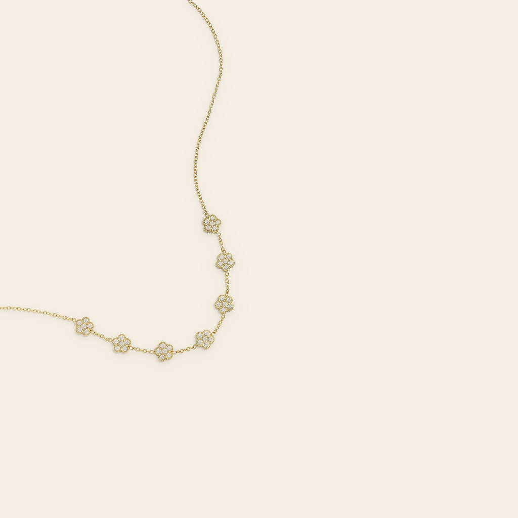 Fiore - Bloemen ketting met zirkonia goudkleur