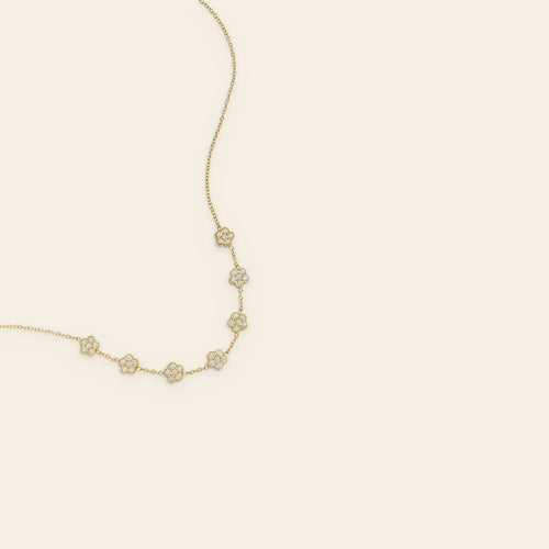 Fiore - Bloemen ketting met zirkonia goudkleur