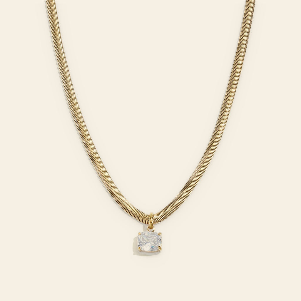 Solitaire - Ketting met zirkonia hanger goudkleur