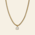 Solitaire - Ketting met zirkonia hanger goudkleur