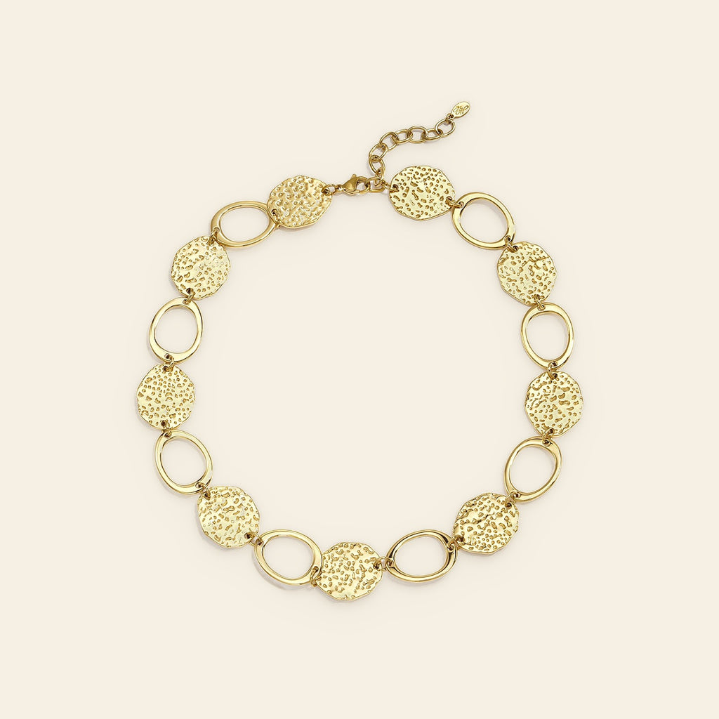 Médaille - Gehamerde munten ketting goudkleur