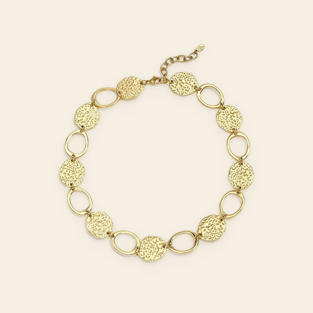 Médaille - Gehamerde munten ketting goudkleur