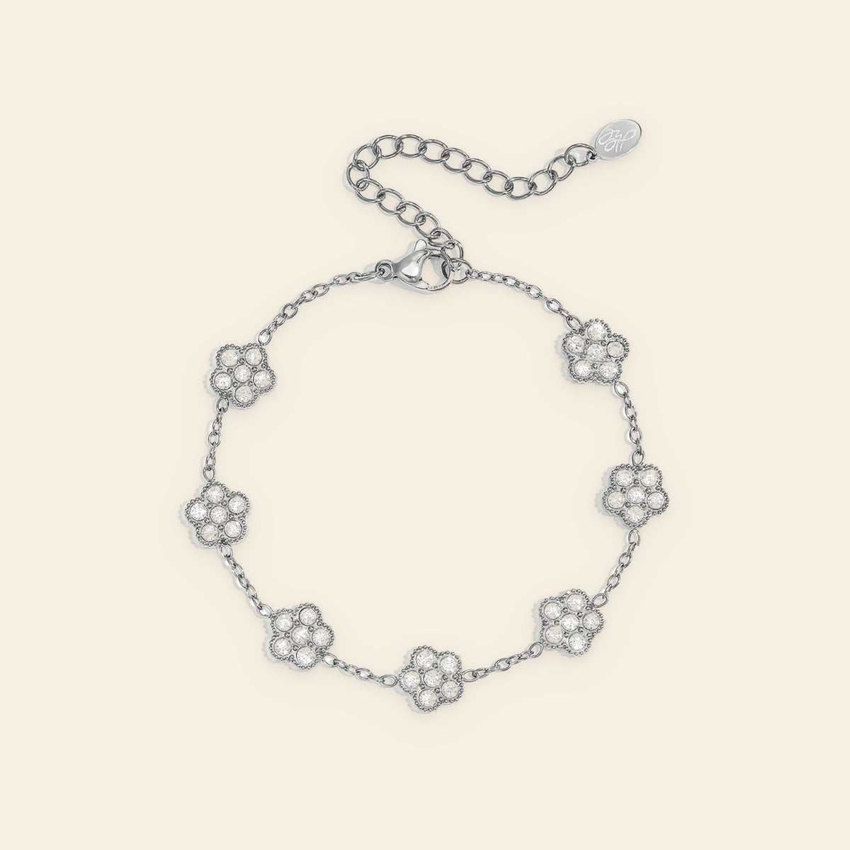Fiore - Bloemen armband met zirkonia zilverkleur