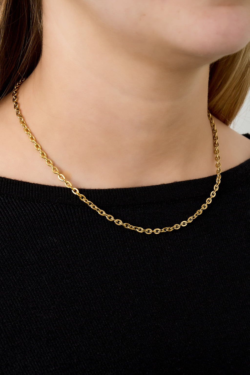 Ette - fijne ketting Goud aan hals