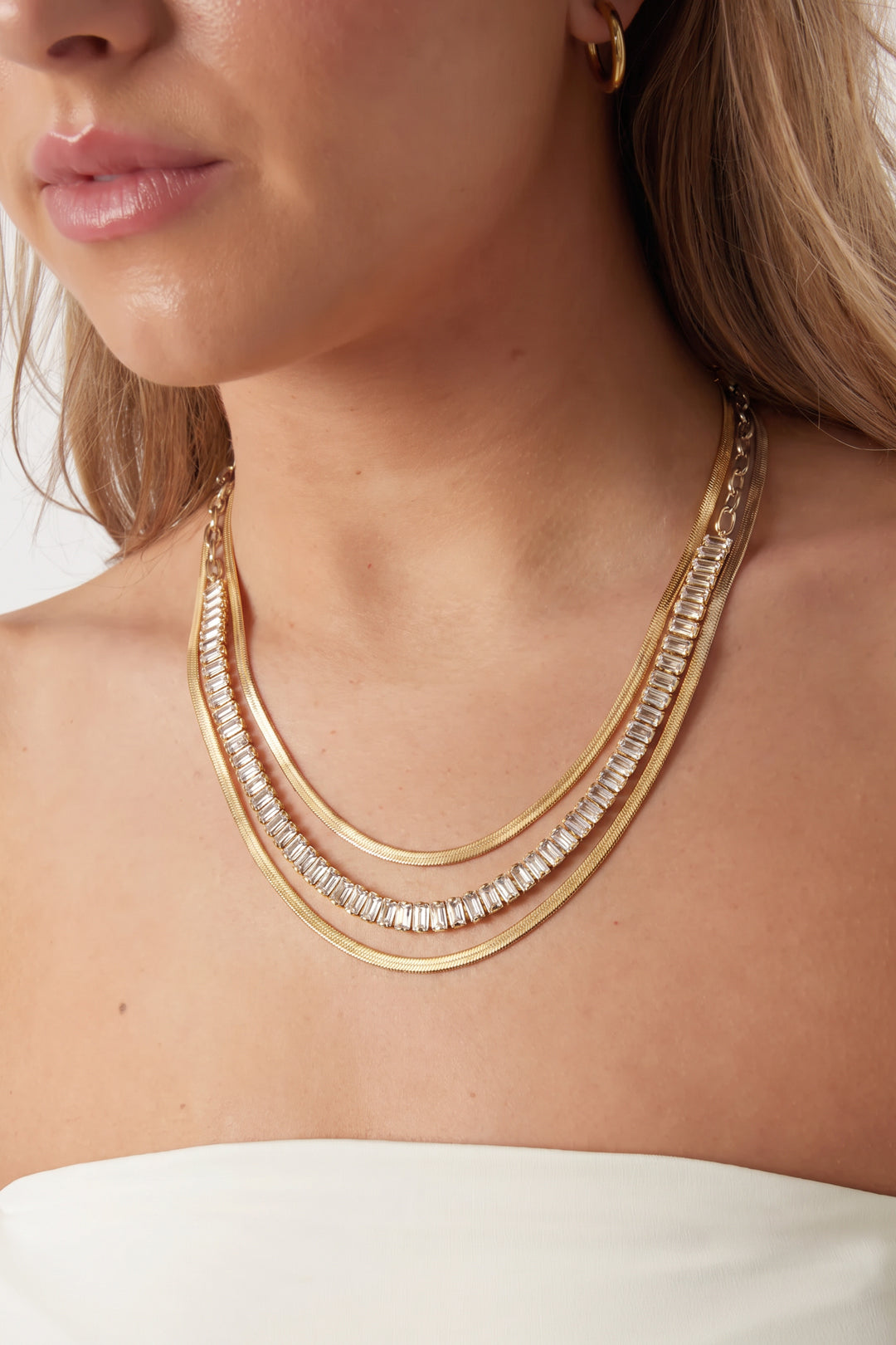 Glamour - Gelaagde ketting met zirkonia