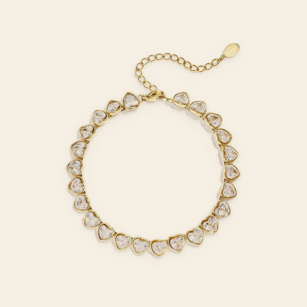 Chérie - Hartjes armband met zirkonia goudkleur