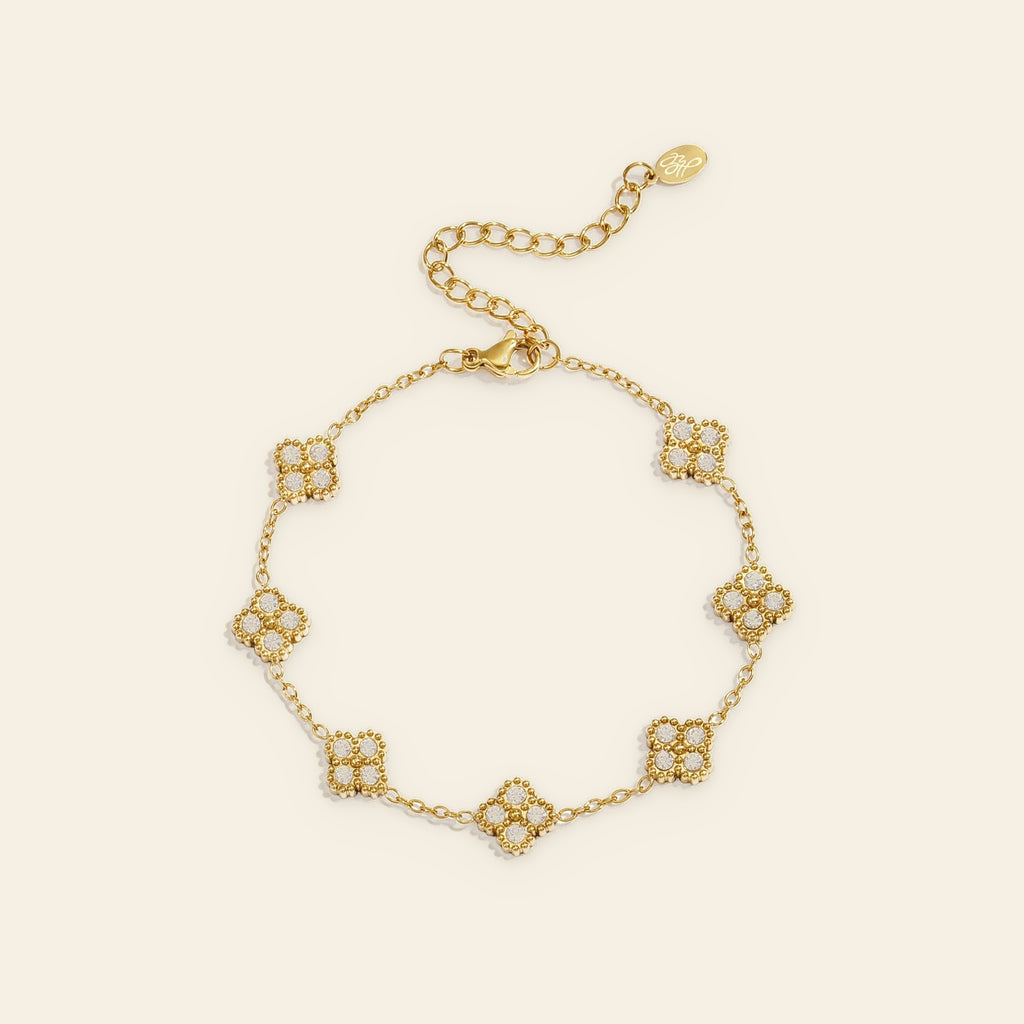 Fortuna - Klaver armband met zirkonia goudkleur