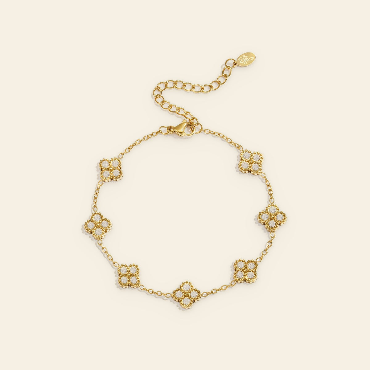 Fortuna - Klaver armband met zirkonia goudkleur