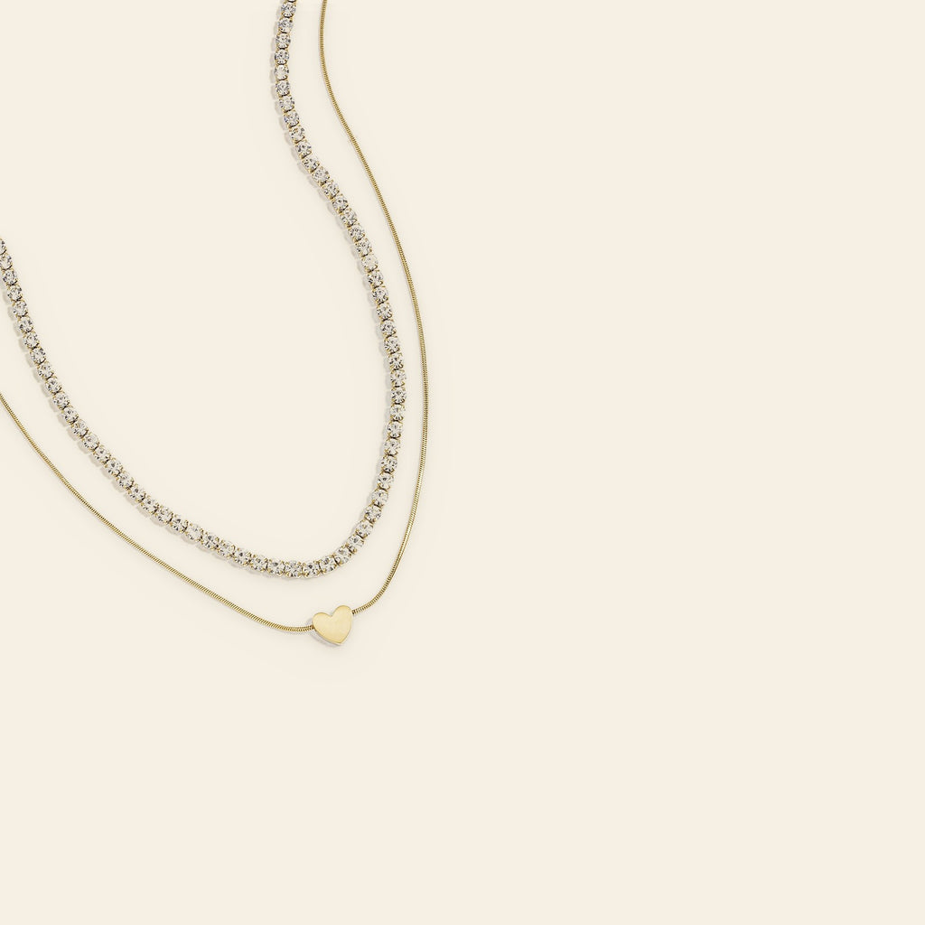 Duet - Dubbele ketting met hartje goudkleur
