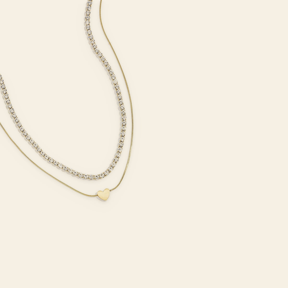 Duet - Dubbele ketting met hartje goudkleur