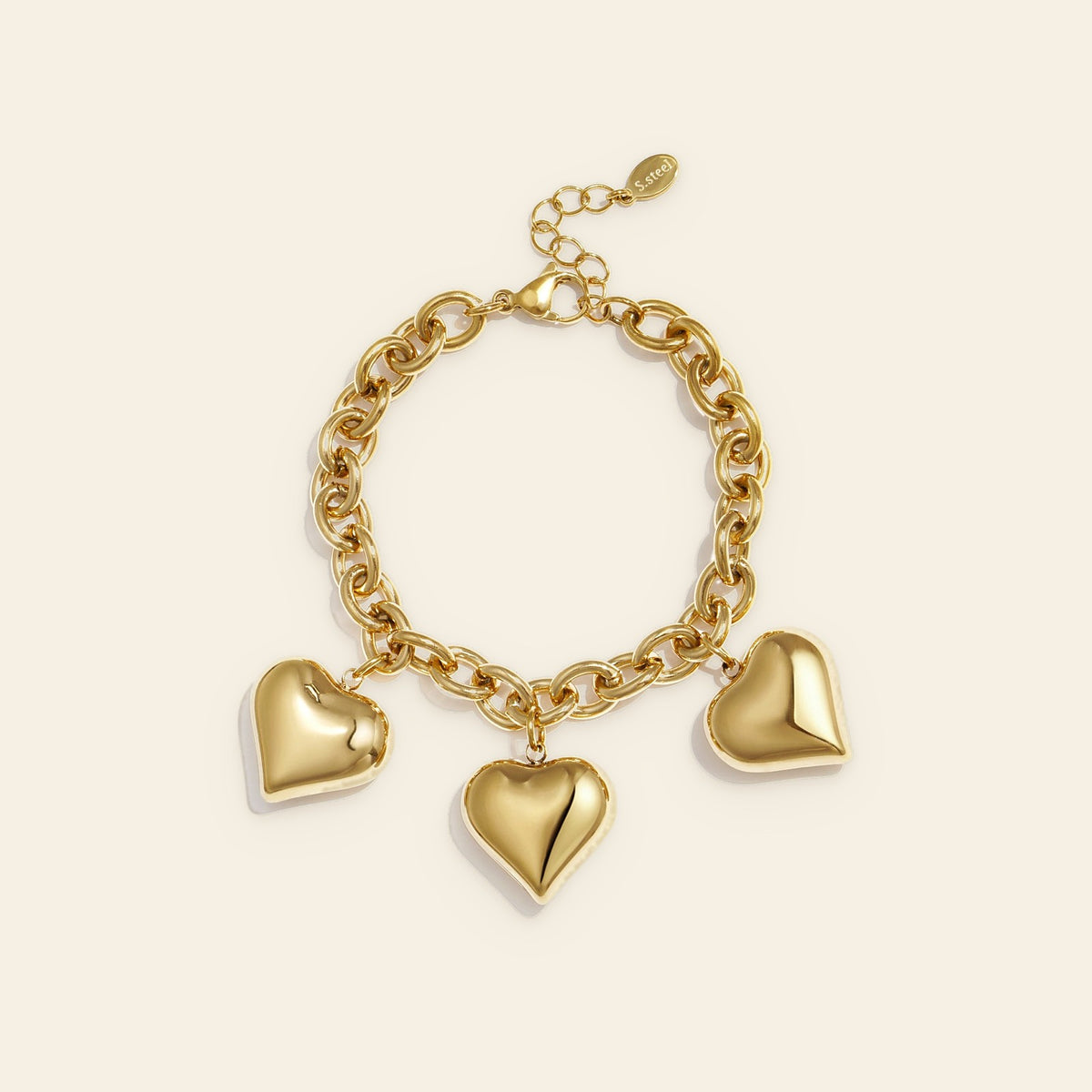 Amour - Hartjes schakelarmband goudkleur