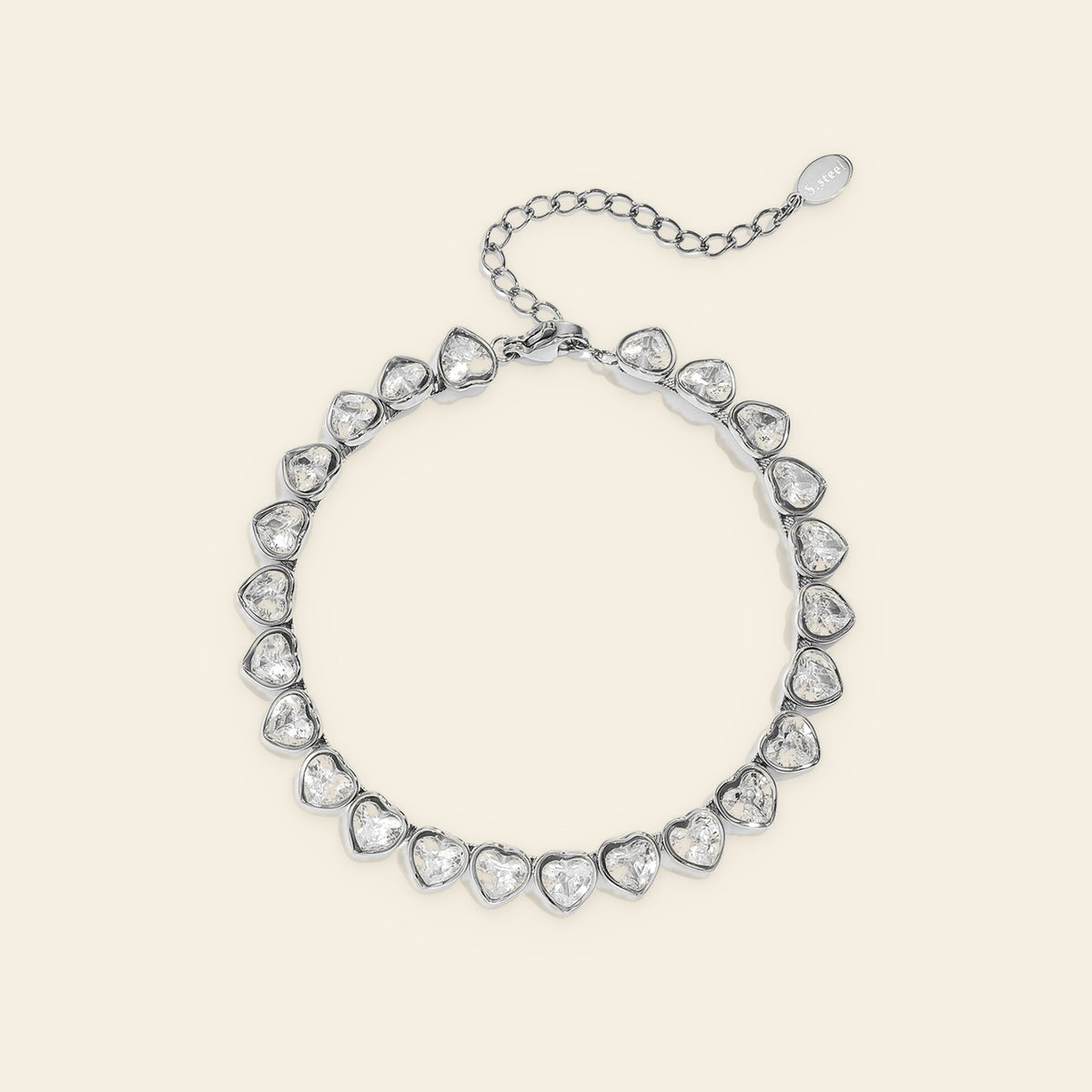 Chérie - Hartjes armband met zirkonia zilverkleur