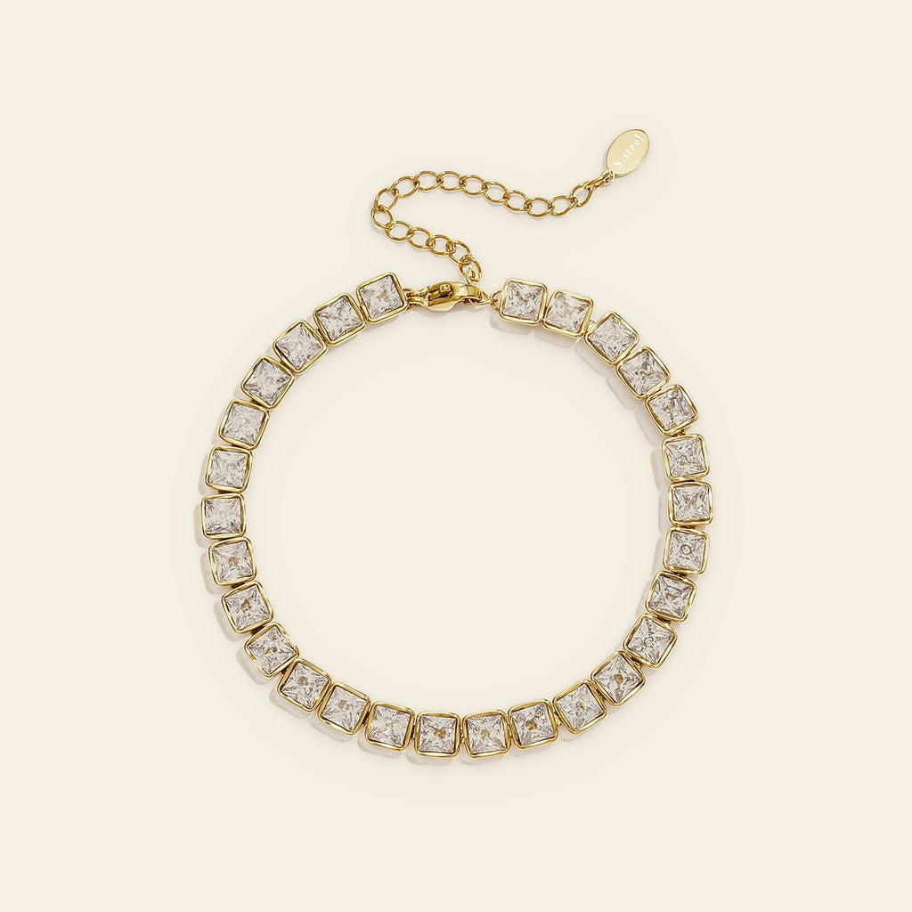 Baguette - Tennisarmband met zirkonia goudkleur