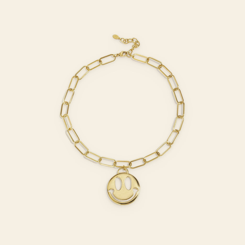 Joie - Smiley munt ketting goudkleur