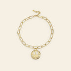 Joie - Smiley munt ketting goudkleur