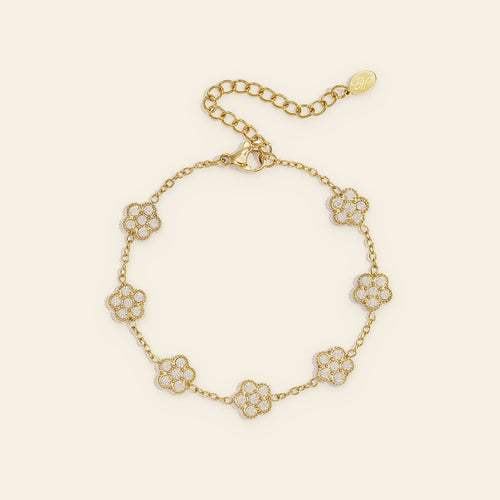 Fiore - Bloemen armband met zirkonia goudkleur